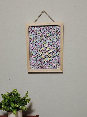 Spring Flowered Decorative Message Bulletin Cork Board 9"x12" Light Wood Frame